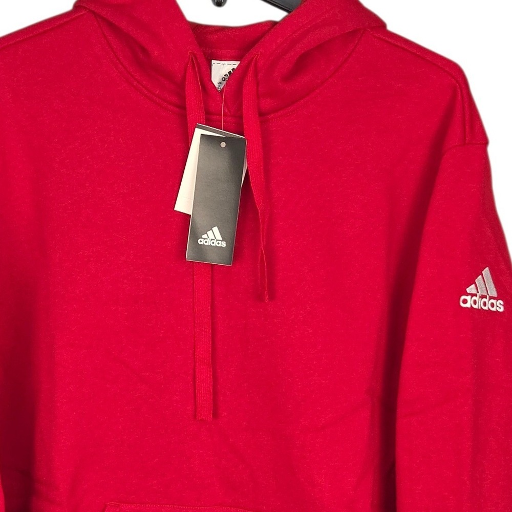 Adidas Fleece Hoodie Womens Large Red Sweatshirt Pullover Soft Warm Athletic NWT